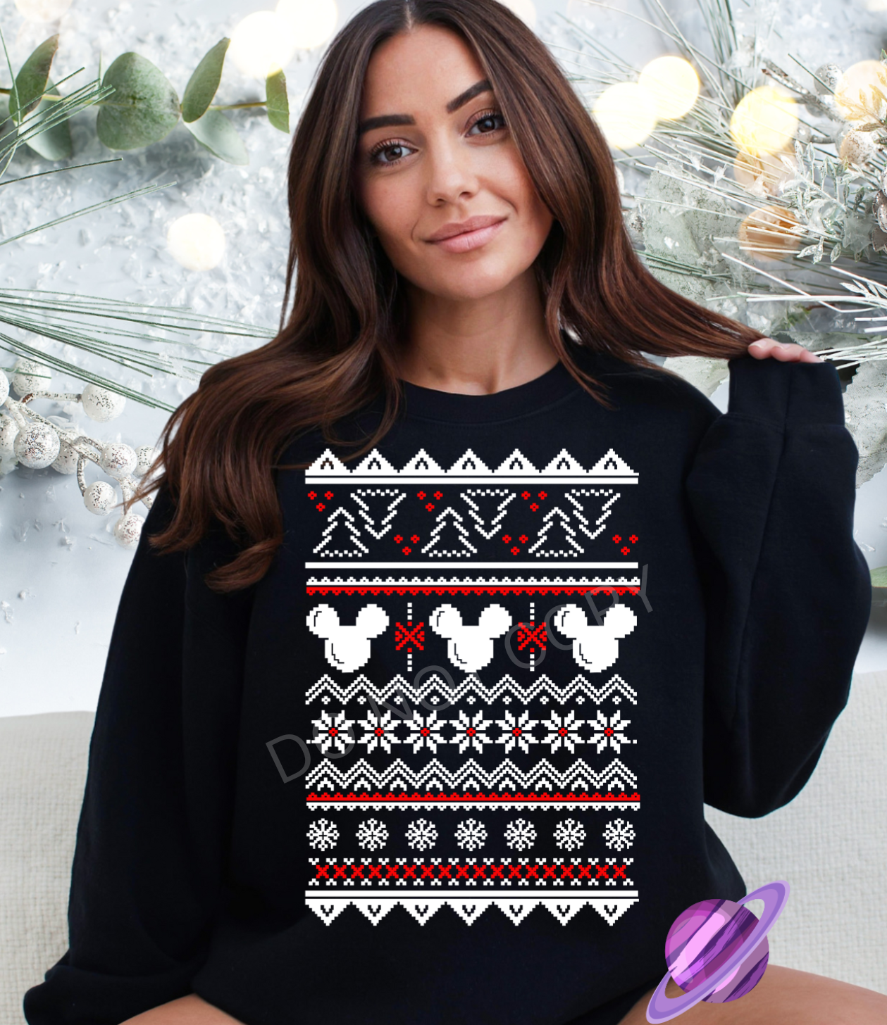 MOUSE UGLY SWEATER CREWNECK SWEATSHIRT T-Shirts, Hoodie | PureTeeCo.com (Image 1)