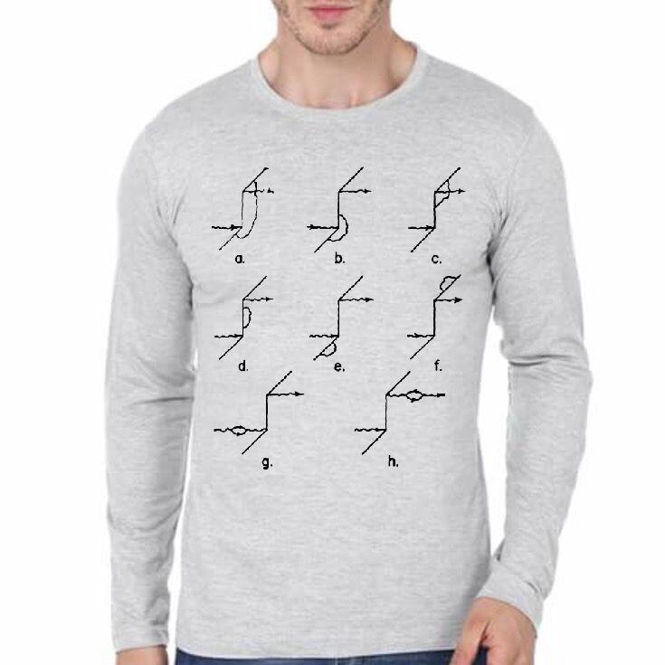 Feynman Diagram Full Sleeve Grey Melange T-Shirt Hoodie, Sweatshirt | PureTeeCo.com