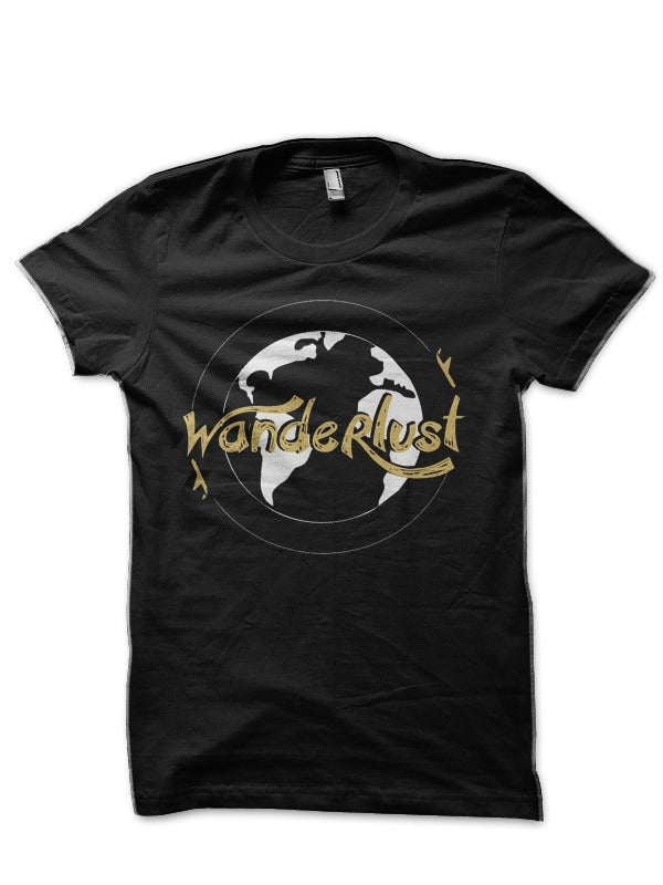 Wanderlust Black Half Sleeve T-Shirt Hoodie, Sweatshirt | PureTeeCo.com
