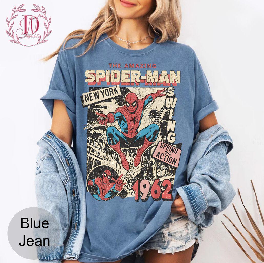 Vintage Spider-Man Comfort Colors Retro Marvel Comics Cover Tee Mcu Fan Pink Spiderman Marvel Trip Tee (5)