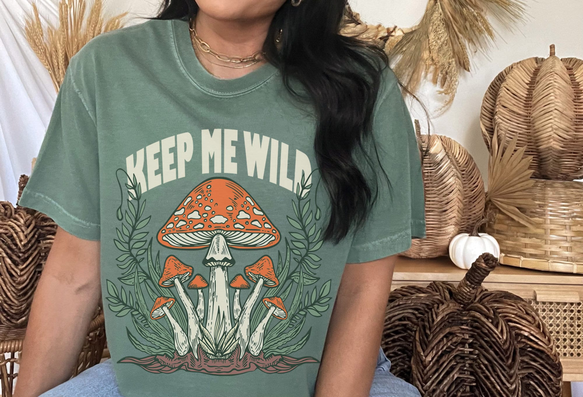 Keep Wild Snake Tee Mystical Tee Mushroom Tee Celestial Vintage Inspired Tee Comfort Colors Oversized Tee (5)