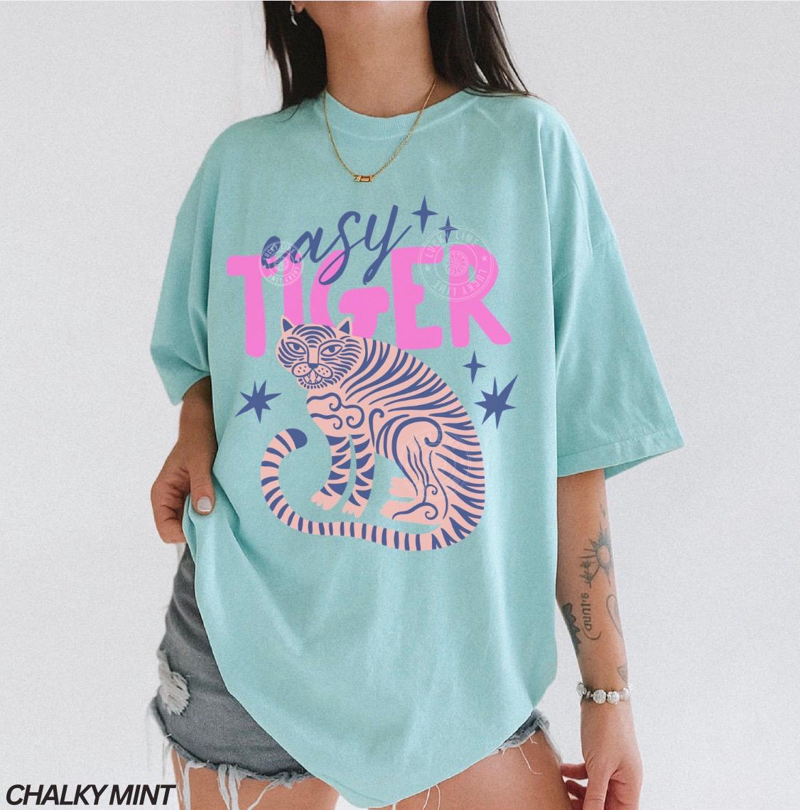 Easy Tiger Comfort Colors Retro Tiger Tiger Boho Tees Retro Vintage Tiger (5)