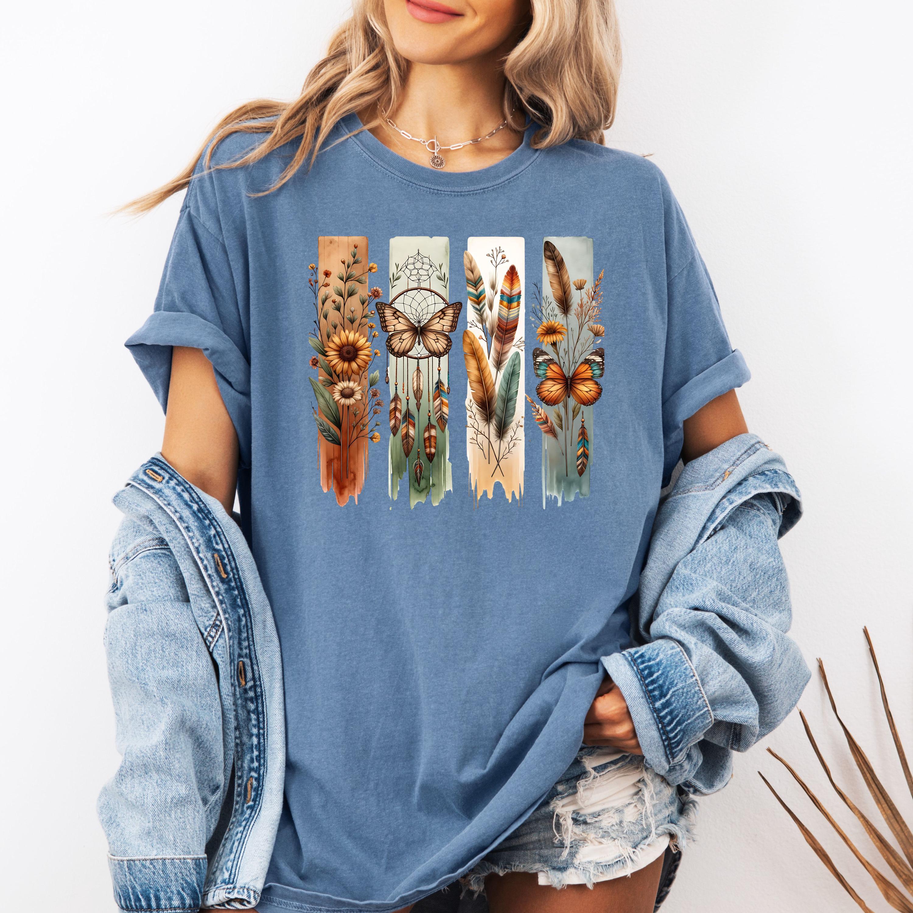 Comfort Colors Vintage Boho Flower Flower Butterfly Floral Retro Flower Nature Lover (5)