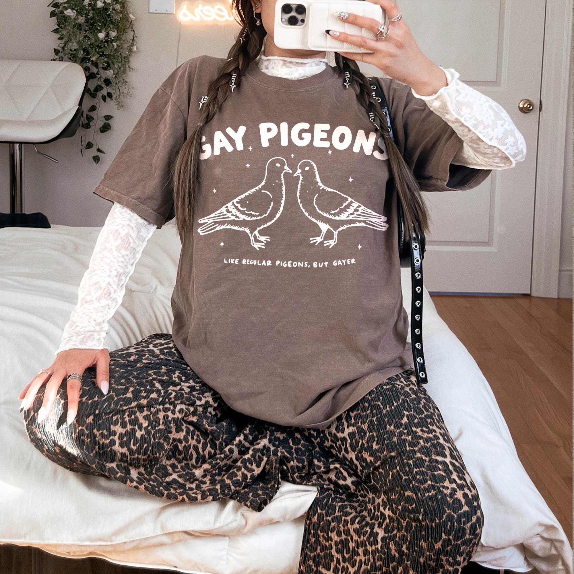 Gay Pigeons Comfort Colors Lgbtq Pride Tee Vintage Queer Inappropriate Sarcastic Humor (5)