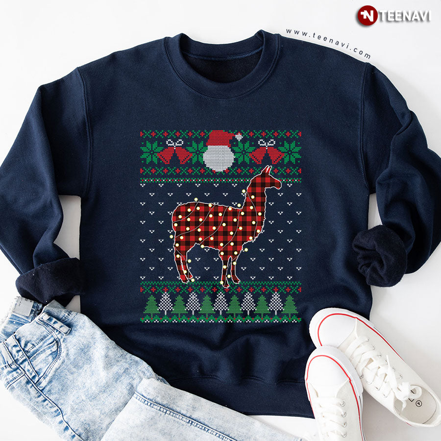 Funny Alpaca Ugly Sweater Christmas Animals Lights Xmas Sweatshirt