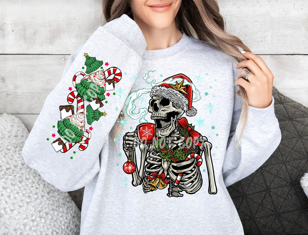 HOT COCOA SKELE CREWNECK SWEATSHIRT T-Shirts, Hoodie | PureTeeCo.com (Image 1)