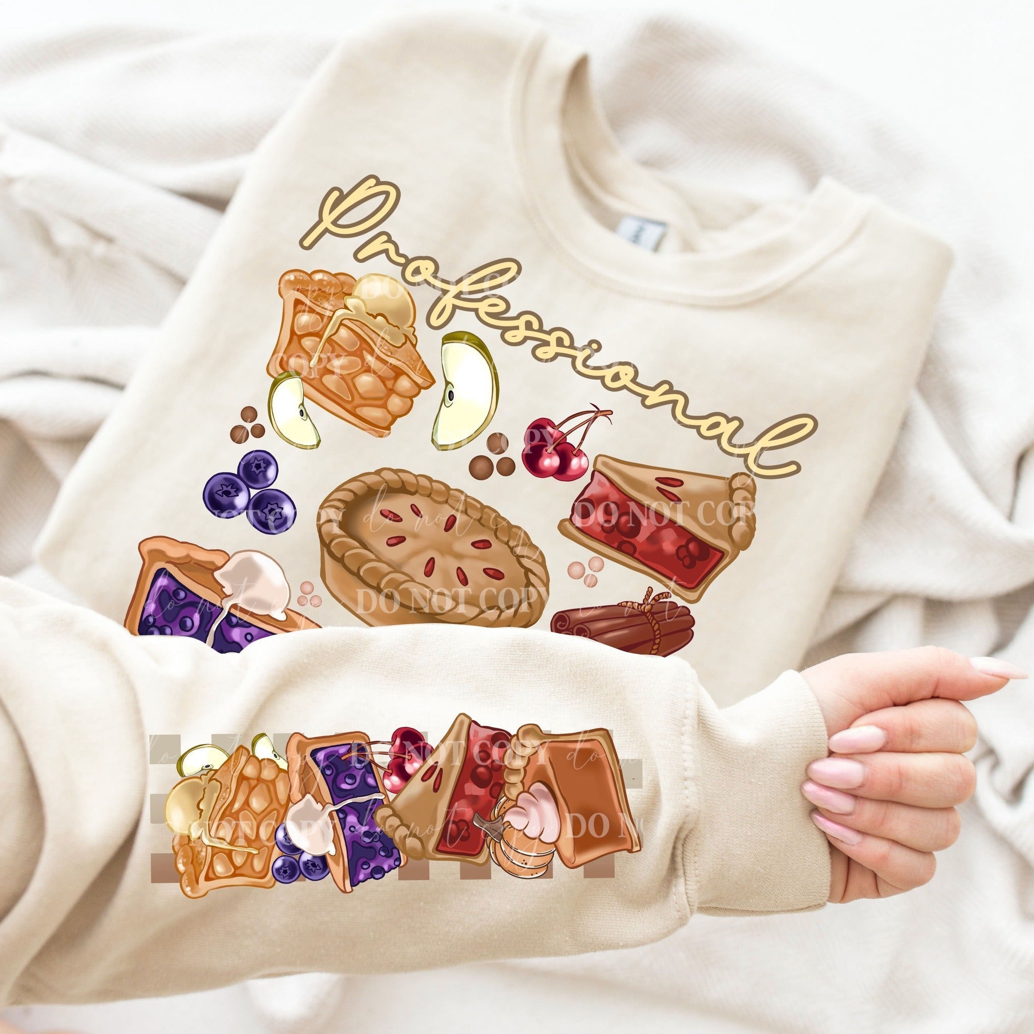 PROFESSIONAL PIE EATER SWEATSHIRT W/ SLEEVE PRINT T-Shirts, Hoodie | PureTeeCo.com (Image 1)