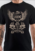 Living Legend Since 1971 Half Sleeve Black T-Shirt Hoodie, Sweatshirt | PureTeeCo.com