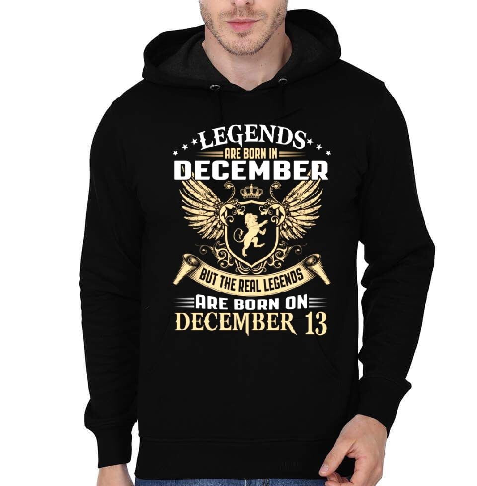 Legends Are Born On December 13 Black T-Shirt Hoodie, Sweatshirt | PureTeeCo.com
