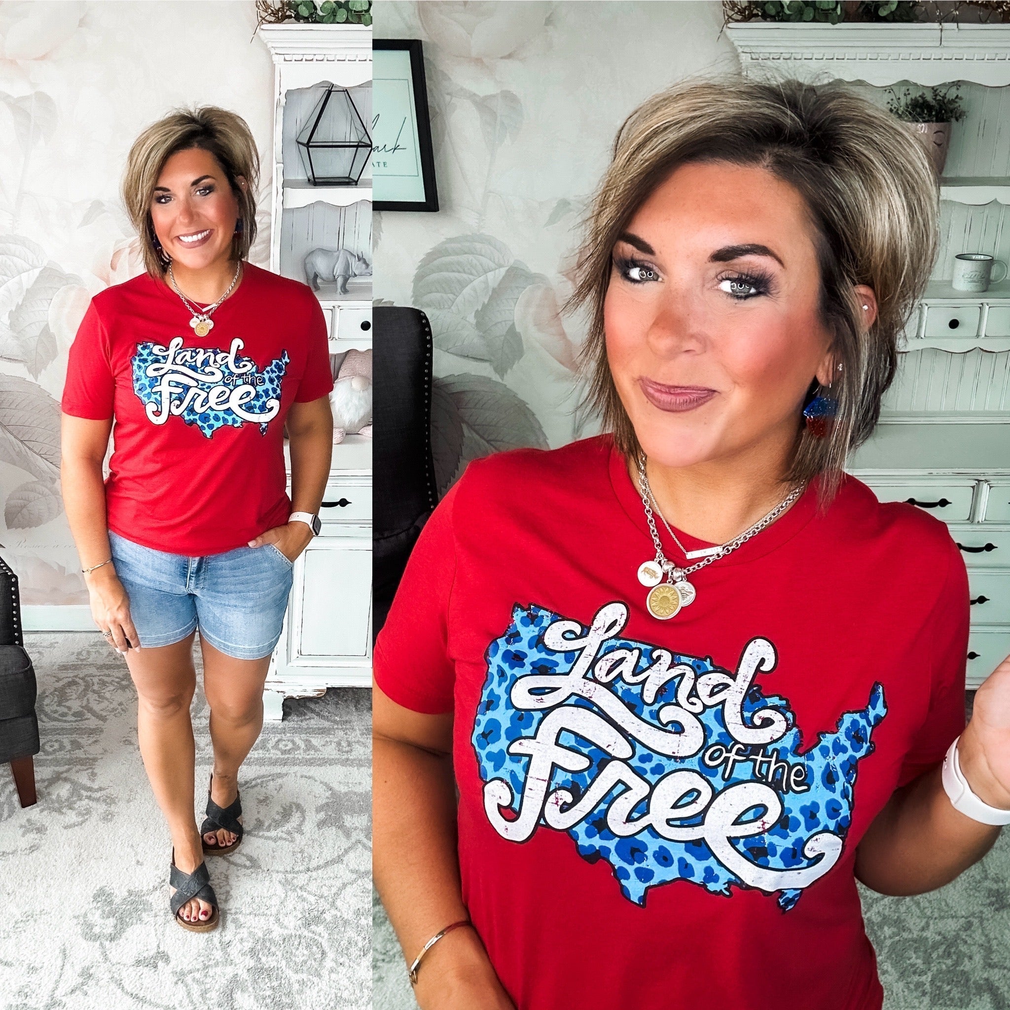 Land of the Free Graphic Tee Hoodie, Sweatshirt | PureTeeCo.com (Image 1)