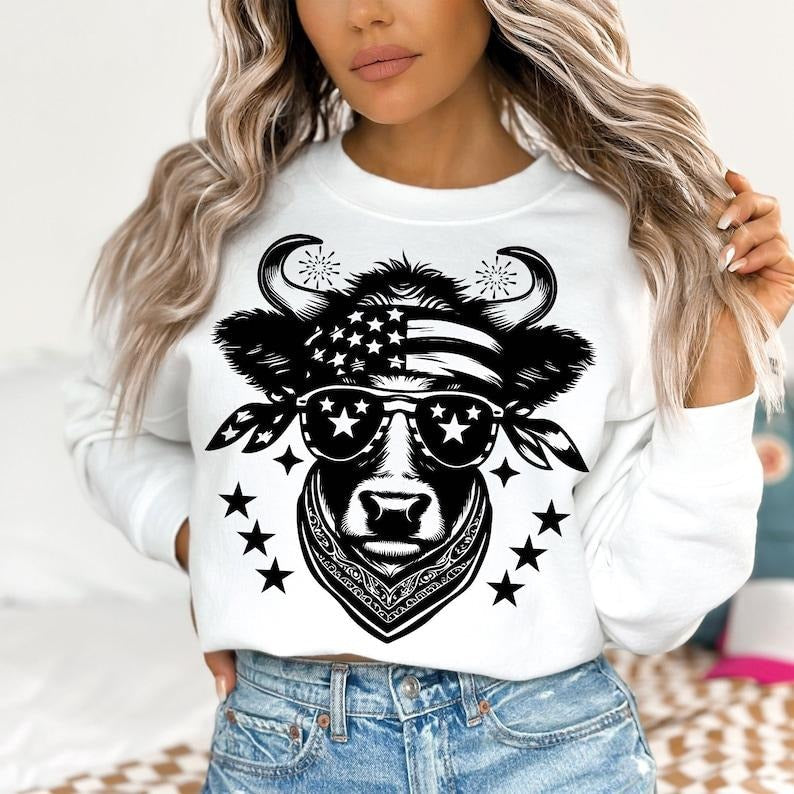 4th July Heifer  Retro Fourth of July  Funny 4th Of July  Cute Western Cow  Independence Day T-Shirts, Hoodie, Sweatshirt
