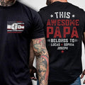 4th of July Papa Shirt, This awesome Papa Belongs to Shirt, Personalized Papa Shirt, Custom Grandkids Hands American Flag...