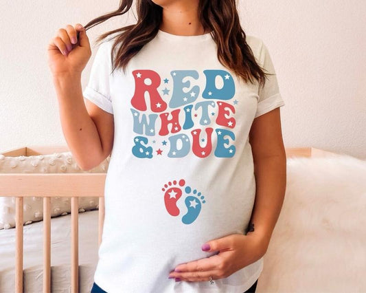 4th of July Pregnancy Announcement Shirt, Red White and Due Shirt, Fourth of July Baby Reveal Tank Top, Memorial Day Tank Top