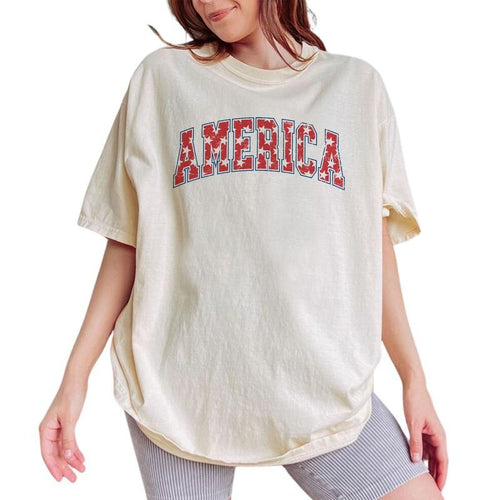 4th of July Tee, America Graphic Tee Women, USA Flag Printed Women Tops, Independence Day Shirt, Patriotic T-shirt, Comfy...
