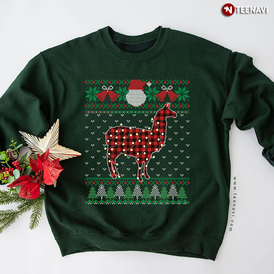 Funny Alpaca Ugly Sweater Christmas Animals Lights Xmas Sweatshirt