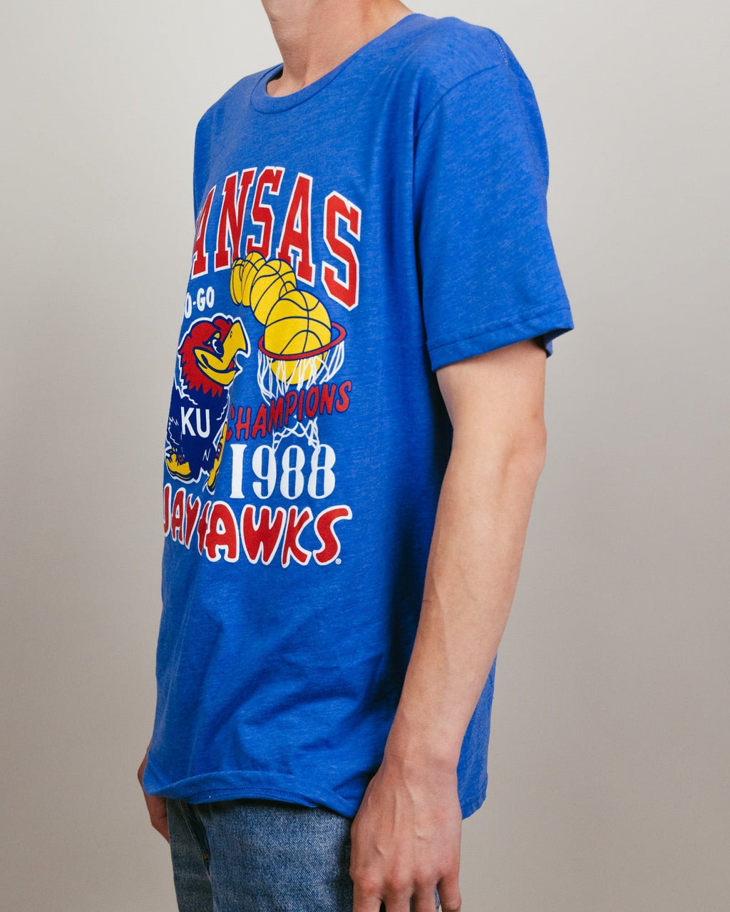 KU Jayhawks 1988 Basketball Champs Royal T-Shirt Hoodie, Sweatshirt | PureTeeCo.com (Image 3)
