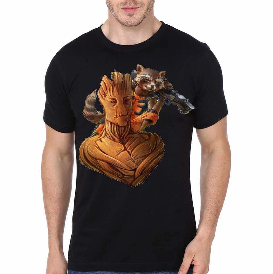 Rocket and baby Groot Black T-Shirt Hoodie, Sweatshirt | PureTeeCo.com