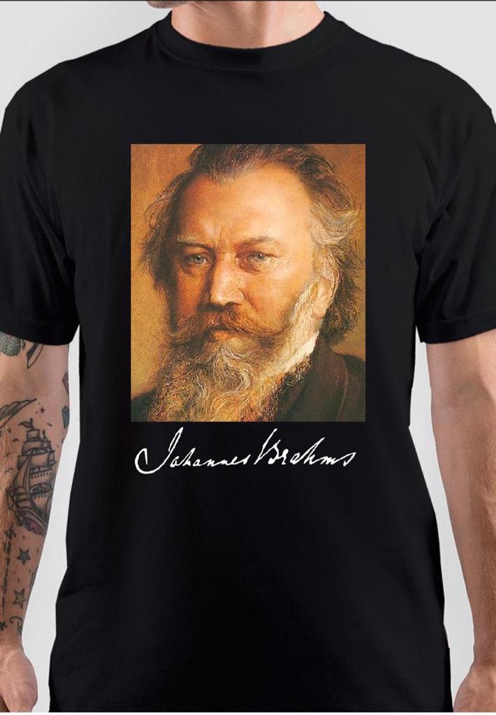 Johannes Brahms Half Sleeve Black T-Shirt Style001 Hoodie, Sweatshirt | PureTeeCo.com