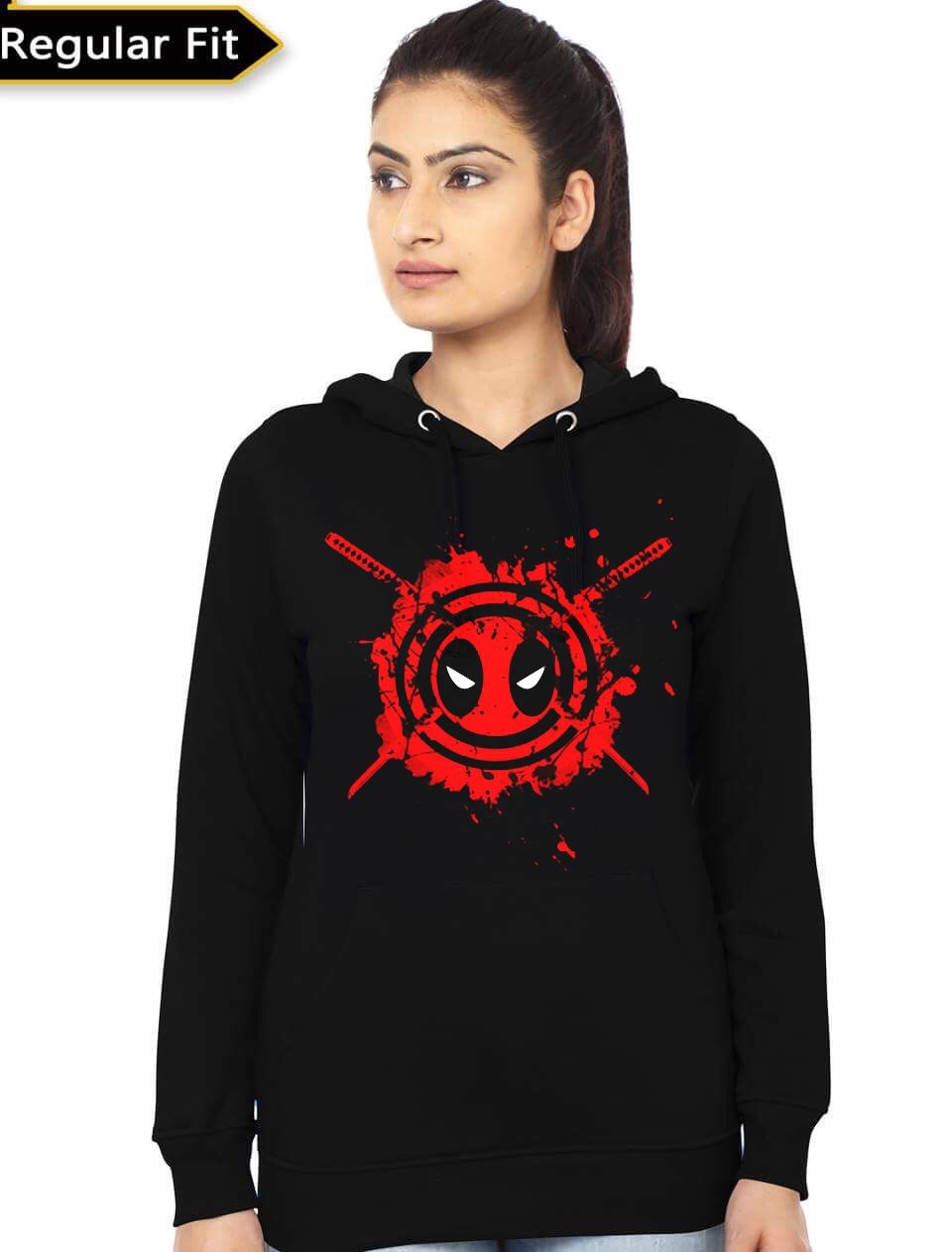 Deadpool Girlâ€™s Black Hoodie T-Shirts, Sweatshirt | PureTeeCo.com