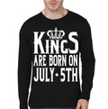 Kings Are Born In 5th July Black Full Sleeve T-Shirt Hoodie, Sweatshirt | PureTeeCo.com