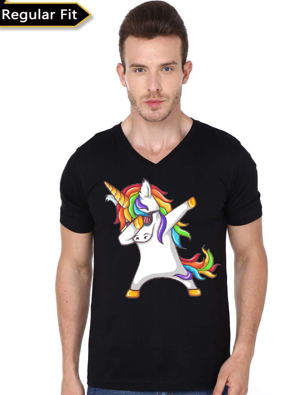 Dab On Em Unicorn V-Neck Black T-Shirt Hoodie, Sweatshirt | PureTeeCo.com