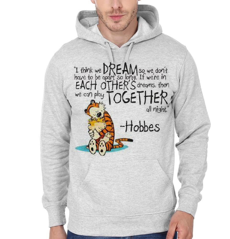 Calvin And Hobbes Grey Hoodie T-Shirts, Sweatshirt | PureTeeCo.com