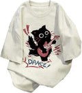 Harajuku Oversized Shirts Goth Punk Cat Print Tees Summer Streetwear Casual Baggy Tshirts Y2k Tee Tops
