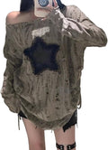 Y2k Fashion Emo Shirts Grunge Clothes Goth Clothing Vintage Clothes Off The Shoulder Long Sleeve Top 2000s Fashion