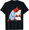 Cardinal Bird Sleeping in Cute Pajamas Sleep Birdwatcher T-Shirt