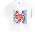 Crab Colorful Sea Animal Lover Preppy Beach Summe Comfort Colors Crop Top