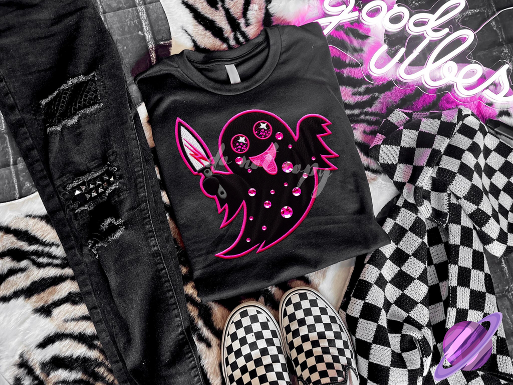 PINK GHOST UNISEX TEE ADULTS/KIDS Hoodie, Sweatshirt | PureTeeCo.com (Image 1)