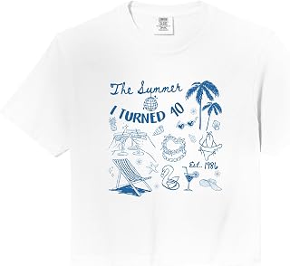 Summer I Turned 40 Beach Seashell Coastal 30th Birthday Comfort Colors Crop Top