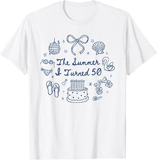 Summer I Turned 50 Seashell Coastal Beach Vacation 50th Bday T-Shirt