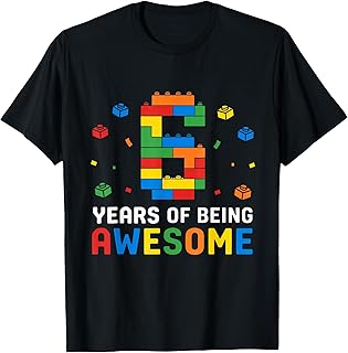 6 Year Old Master Builder Building Blocks 6th Birthday Boy T-Shirt