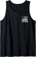 (2 Sided) Merica and Titties Funny 4th of July US Flag Tank Top