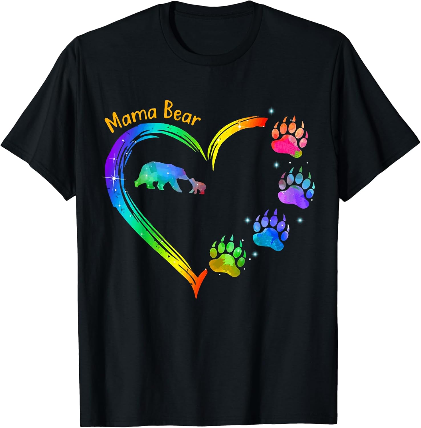 Ma-ma Bear Heart Bearpaw Rainbow By Merch