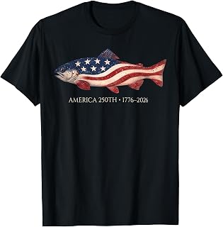 250th Anniversary USA Shirt 1776 2026 Fishing Flag Tee T-Shirt