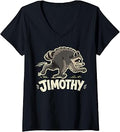 Women's Jimothy The Raccoon Seattle Raccoon V-Neck T-Shirt