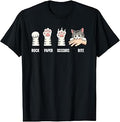 Rock Paper Scissors Bite Hand Game Cute Paw Funny Cat T-Shirt