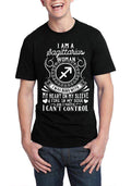 I Am A Sagittarius Woman Half Sleeve Black T-Shirt Hoodie, Sweatshirt | PureTeeCo.com