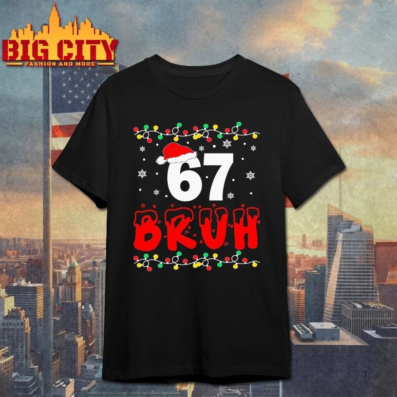 67 Bruh Six Seven santa hat and light christmas shirt