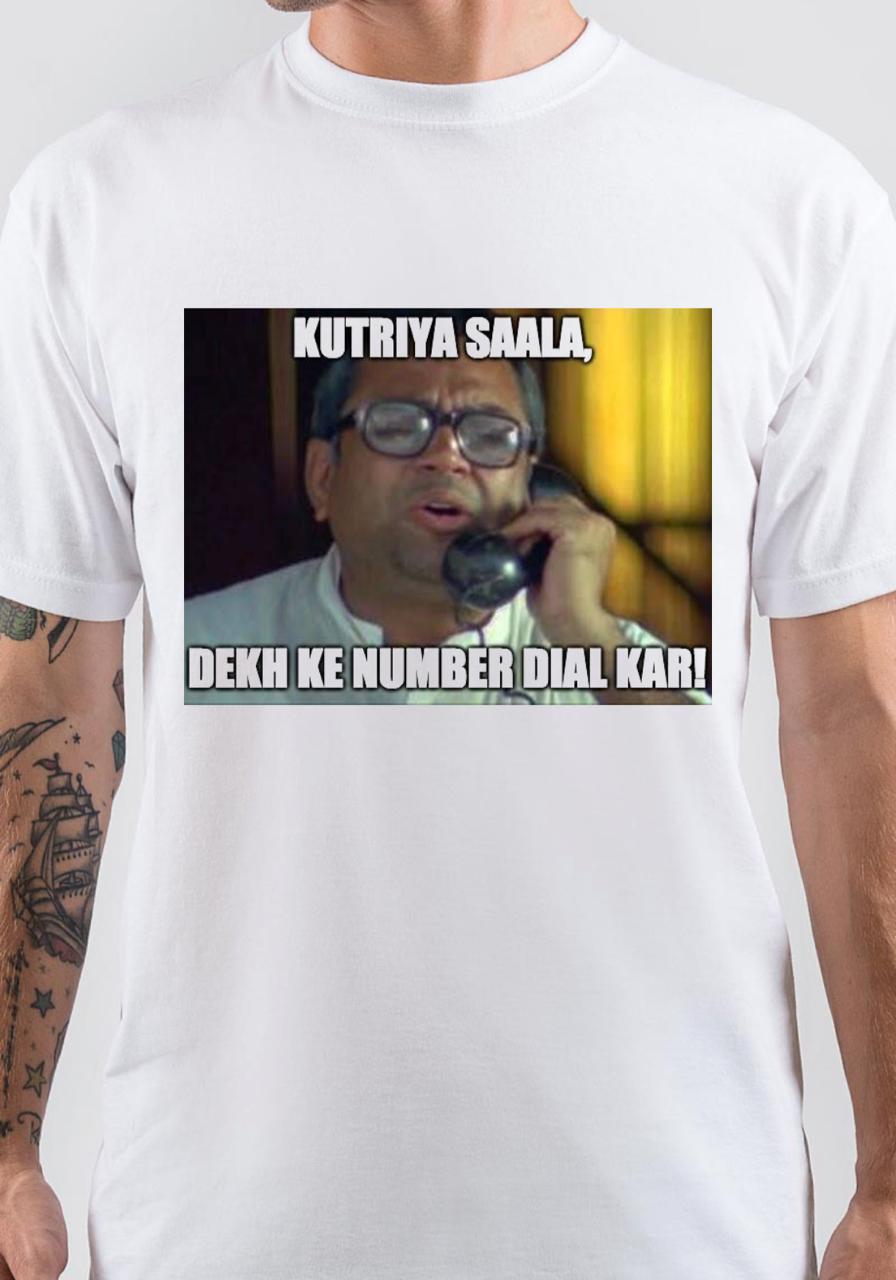 Hera Pheri Half Sleeve White T-Shirt Hoodie, Sweatshirt | PureTeeCo.com
