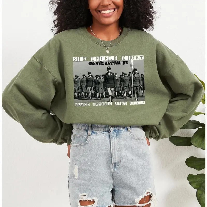 6888th Sweatshirt, Six Triple Eight Hoodie, Black Women's Army Corps Sweatshirt, Women's Army Corps Shirt, Major Charity...