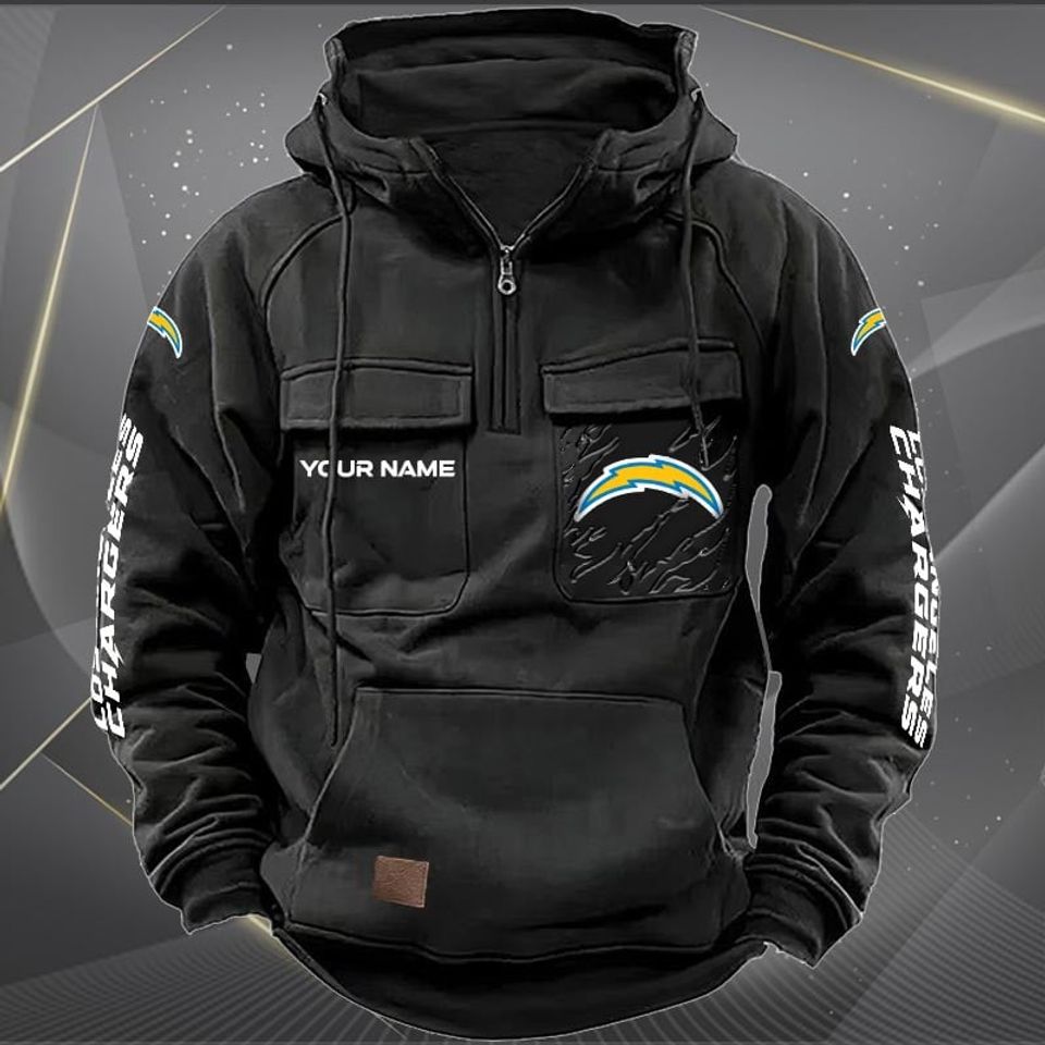 Los Angeles Chargers Custom Name Cargo Hoodie