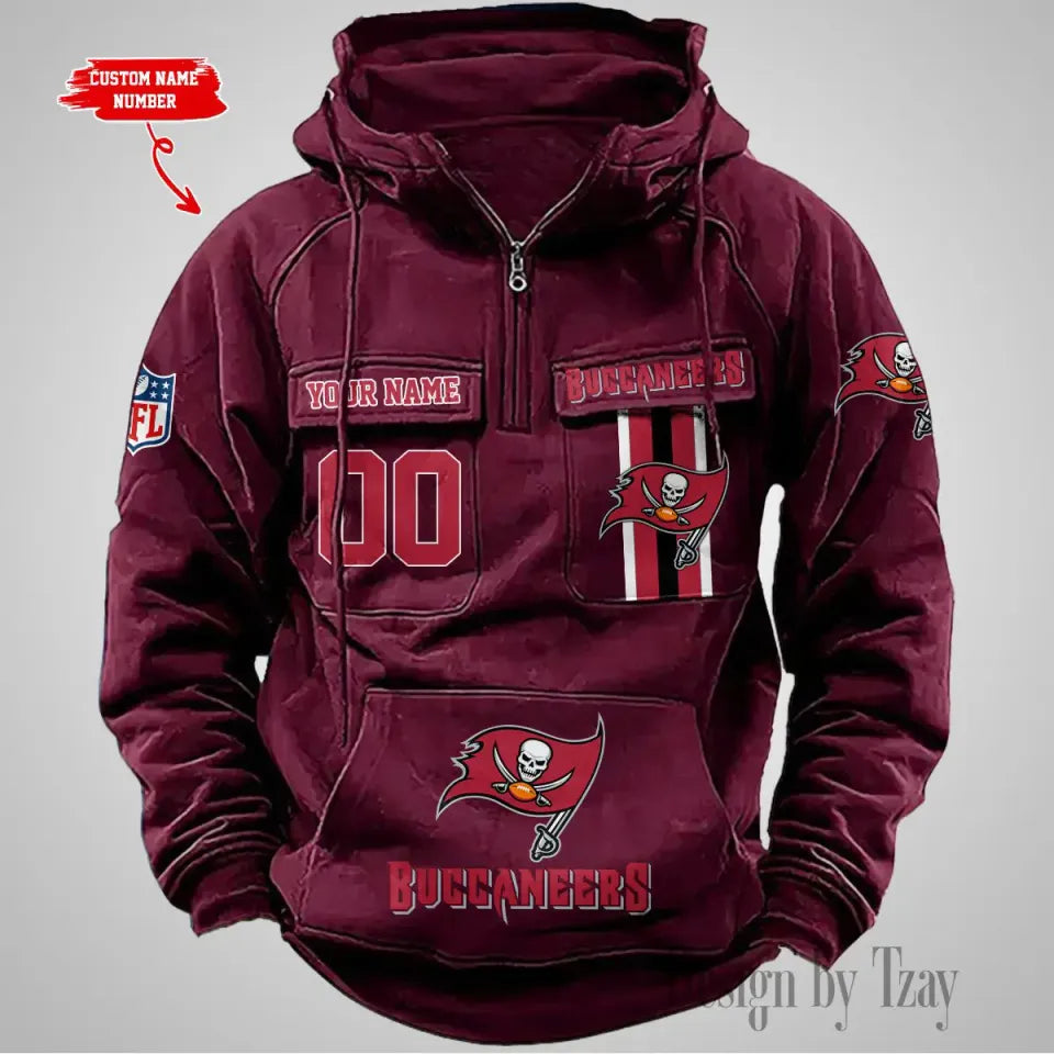 Tampa B Buccaneers Vintage Men Hoodies With Custom Name & Number