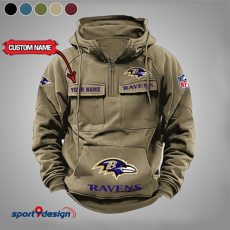 Baltimore Ravens Custom Vintage Cargo Hoodie