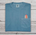 Embroidered Hot Dog Pocket Tee, Vintage Garment-Dyed T-Shirt, Unisex Adult
