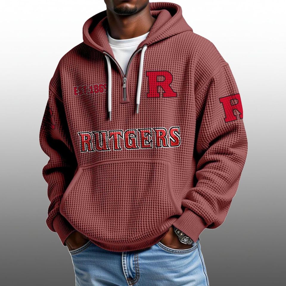 Rutgers EST 1869 Half Quarter Zip Waffle Hoodie