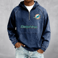 Miami Dolphins Men's Denim Long - Sleeve Half-Zip Denim Hoodies