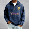 Minnesota Vikings Men's Denim Long - Sleeve Half-Zip Denim Hoodies